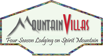 Mountain Villas Logo, says Four Season Lodging on Spirit Mountain